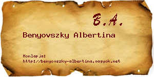 Benyovszky Albertina névjegykártya